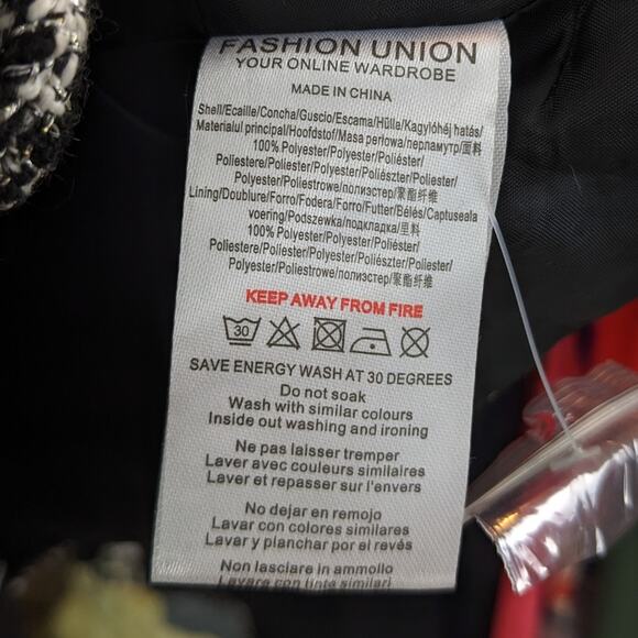 NWT Fashion Union Black & White Tweed Button Front Bustier Crop Top - Picture 7 of 7